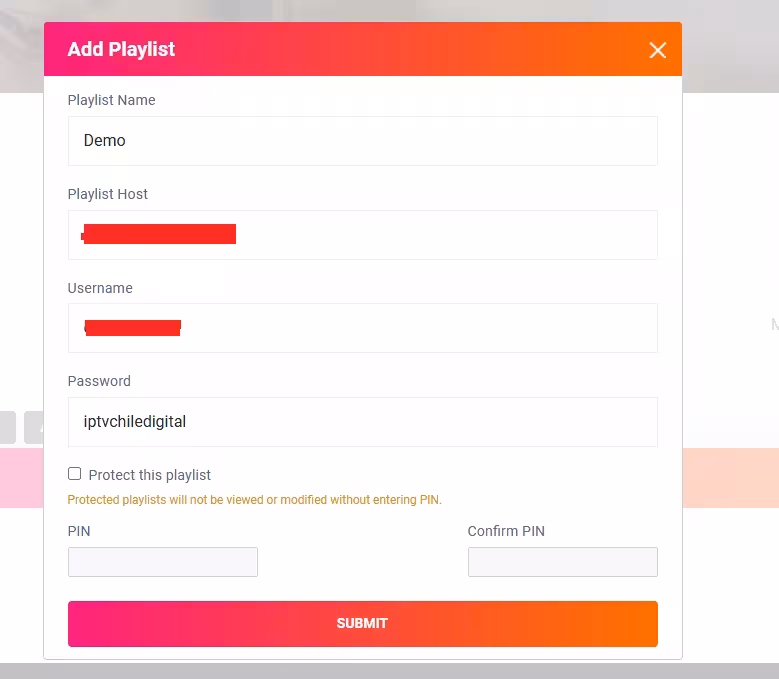 Roku TV rellenando los datos de la lista de canales en Ibo Player Pro
